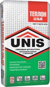 Гипсовая штукатурка Unis Теплон Белый теплосберегающая (30 кг)