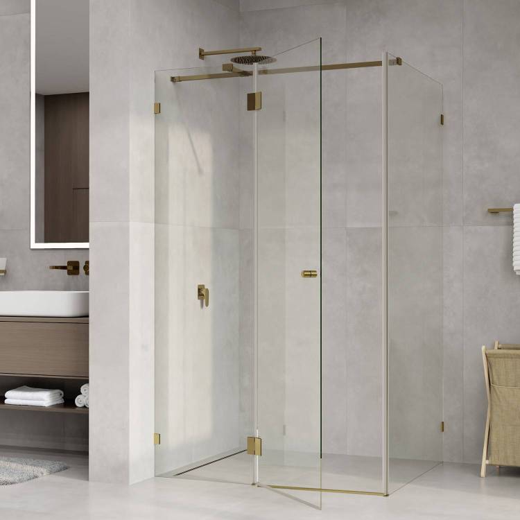 Душевой уголок Wasserkraft Ems 76H07 профиль глянцевое золото, стекло прозрачное, 120x90x200