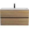 Тумба с раковиной Uperwood Barsa 29830205649 подвесная, черная, дуб сонома, 90 см