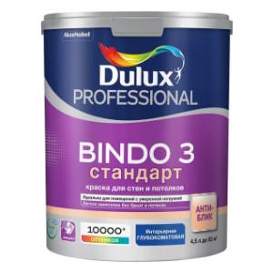 Краска для стен и потолков Dulux Bindo 3 Стандарт глубокоматовая база BC 4.5 л