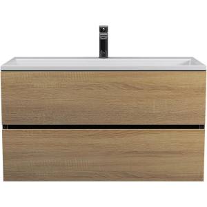 Тумба с раковиной Uperwood Barsa 29830205649 подвесная, черная, дуб сонома, 90 см