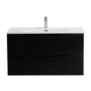 Тумба с раковиной BelBagno MARINO-CER-N-900-2C-SO-NL-P подвесная, Nero Lucido, 51.6x91x46