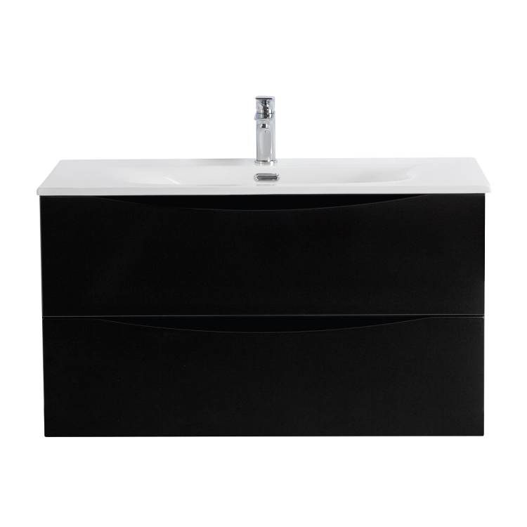 Тумба с раковиной BelBagno MARINO-CER-N-900-2C-SO-NL-P подвесная, Nero Lucido, 51.6x91x46