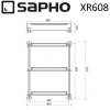 Полка SAPHO X-ROUND металлическая, стеклянная, тройная, с бортиком, 380x675x130 мм, хром фото 2
