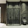 Душевая дверь в нишу MaybahGlass MGD-1275-6 профиль черный, стекло бесцветное, 100x195 фото 2