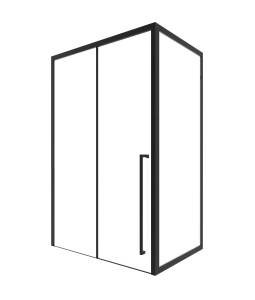 Душевой уголок Timo T58R+T65 профиль черный, стекло прозрачное, 100x140x200