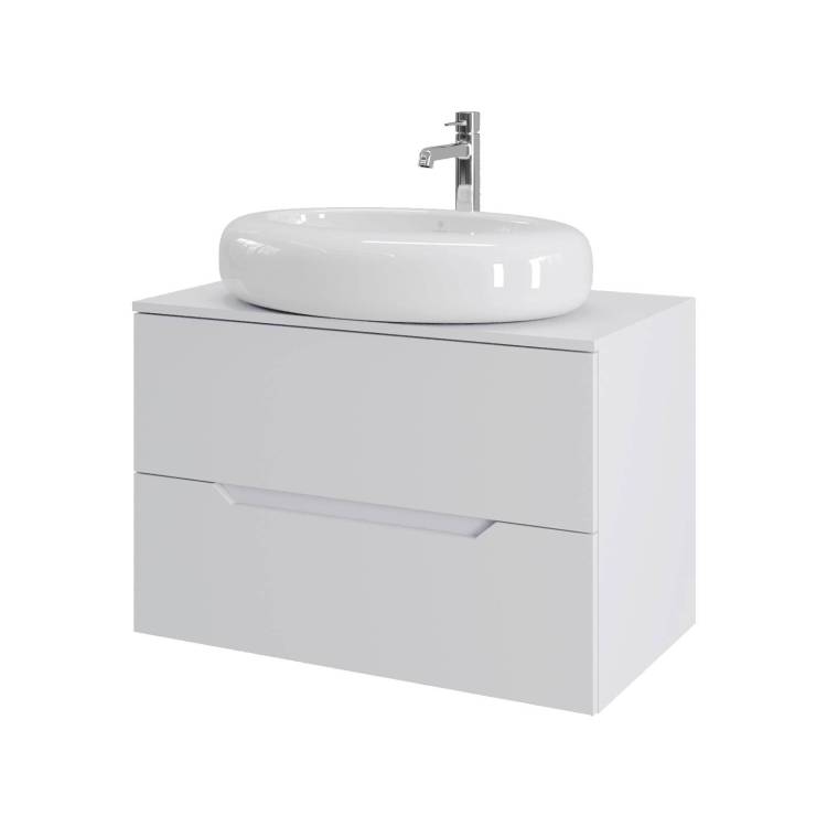 Тумба с раковиной Orange Line Li-80TuwMDF+B08-640W белая матовая, 80.5 см