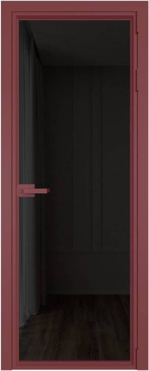 Межкомнатная дверь Profil Doors 1 AV цвет профиля Красный антрацит, стекло безопасное 6 мм черное тонированное 600x2000