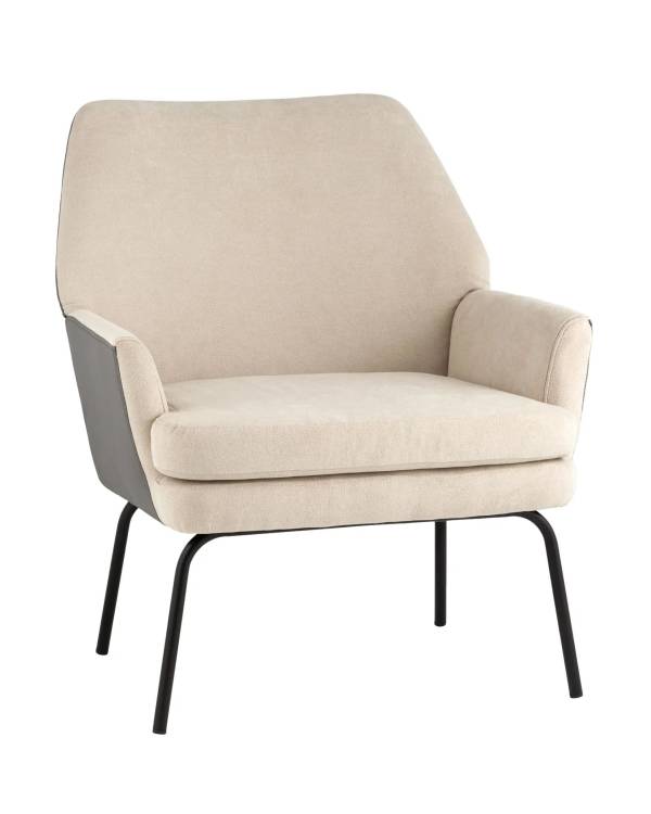 Кресло Stool Group Харви QH-8312K 263-10+b XC309-8 бежевая рогожка, с серой экокожей