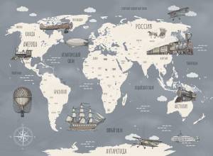3D Фотообои Artegrafico «Ретро карта мира» KID-101 песок