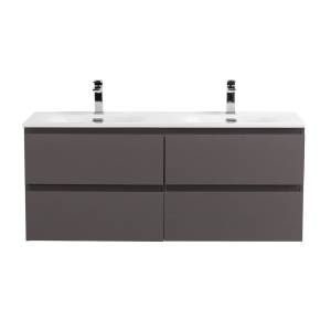 Тумба с раковиной BelBagno Kraft 120 на две чаши, Темно-серый матовый, раковина BB-8099-120-2