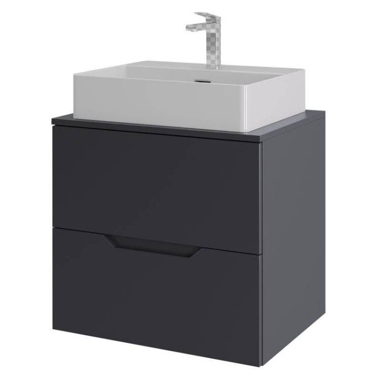 Тумба с раковиной Orange Line Li-60TugMDF+B04-500W графит матовый, 60 см