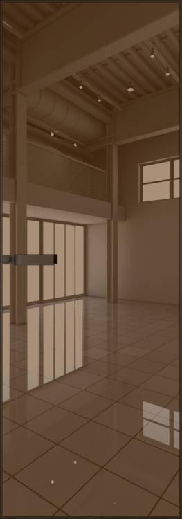 Межкомнатная дверь Profil Doors 1 AGN цвет профиля Деорэ, стекло безопасное 4 мм зеркало бронзовое 600x2000