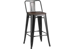 Стул полубарный Stool Group Tolix YD-H675E-W KD LG-01 X4 черный глянцевый/темное дерево 4 шт