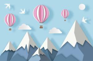 3D Фотообои Artegrafico «Полёт среди горных вершин» KID-097 канвас