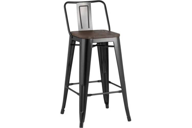 Стул полубарный Stool Group Tolix YD-H675E-W KD LG-01 X4 черный глянцевый/темное дерево 4 шт