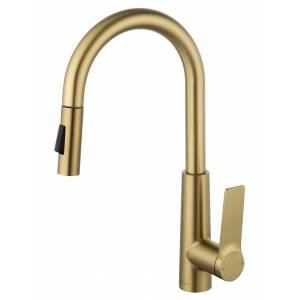 Смеситель для кухни Wonzon & Woghand WW-A20782-BG с выдвижным изливом, брашированное золото