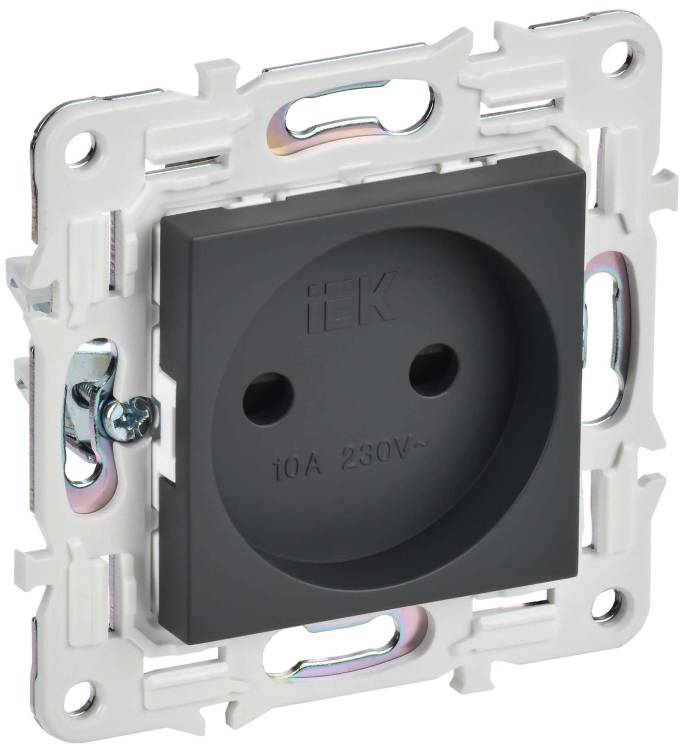 Розетка 1-местная с защитными шторками IEK Skandy SK-R13-10-K48 титан