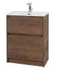 Тумба под раковину Belbagno Kraft 39 KRAFT39-600/390-2C-PIA-RT 60x39x83 Rovere Tabacco напольная с фрезерованными ручками по всей длине фасада с двумя выкатными ящиками фото 2