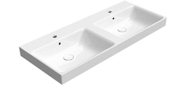 Раковина GSI Nubes 9625111 белый глянцевый, двойная, 120x50