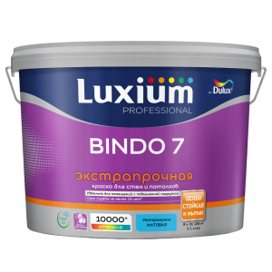 Краска для стен и потолков Luxium Bindo 7 Экстрапрочная матовая база BW 9 л