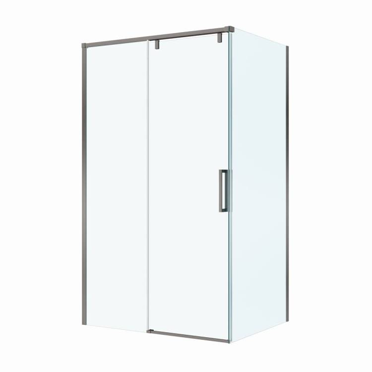 Душевой уголок BelBagno SOFT_CLOSE-1-AH-1-110/90-C-GM профиль оружейная сталь, стекло прозрачное, 110x90x200