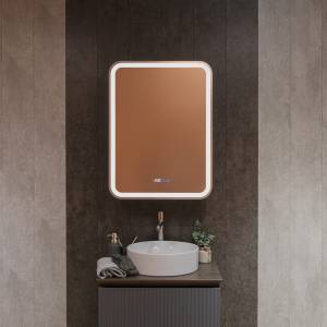 Зеркало-шкаф AQUAme AQM9204 с подсветкой, подогревом и часами, антрацит, 60x80