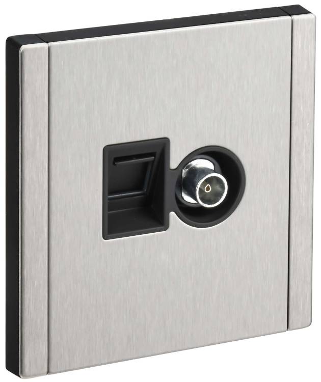 ТВ-розетка+Ethernet RJ45 IEK Forte&Piano FP-AK20-2-M-K50 никель