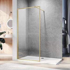Душевая перегородка Veconi Korato KR81G-120-01-C8 профиль брашированное золото, стекло прозрачное, 120x200