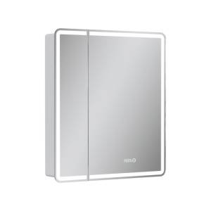 Зеркало-шкаф Equil Nice szNICE70 с подсветкой, розеткой и часами, белый, 80x70