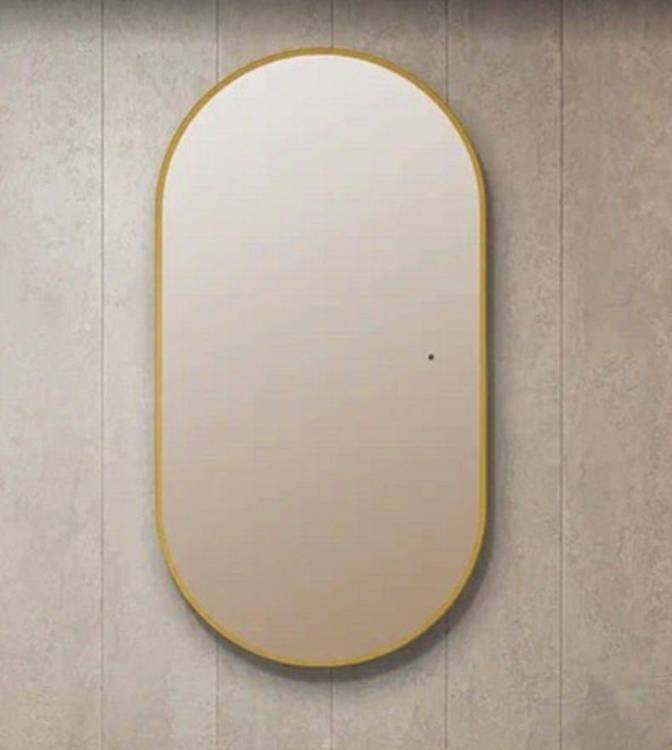 Зеркало Art&Max Torino AM-Tor-550-1050-DS-Gold с подсветкой, 105x55