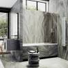 Шторка на ванну MaybahGlass MGV-135-1у стекло бронза, профиль белый матовый, 1400x440 фото 3