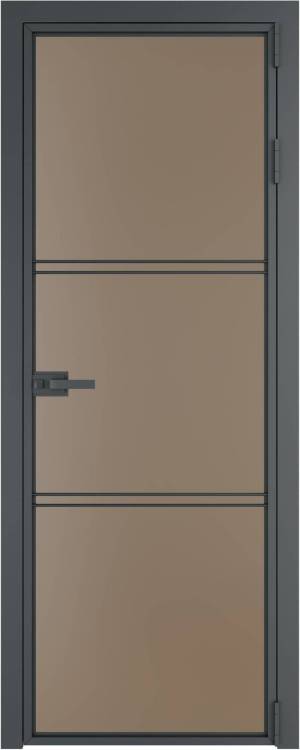 Межкомнатная дверь Profil Doors 3 AX цвет профиля Серая ночь, стекло безопасное 6 мм монохром капучино 700x2000