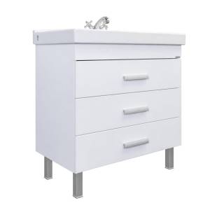 Тумба с раковиной Comforty Никосия-80Н 00-00011162 белый глянец с раковиной Fest 80