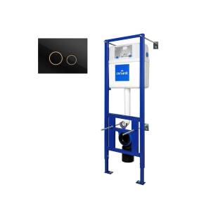 Система инсталляции для унитазов Cersanit Link Pro с кнопкой смыва Cersanit Twins черной матовой