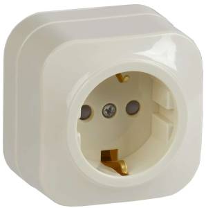 Розетка 1-местная с заземлением и шторками IEK Glory ERH14-K33-16 кремовый