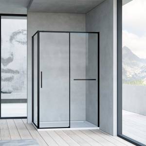 Душевой уголок Vincea Slim Soft VSR-1SS9013CLB 1300x900, профиль черный, стекло прозрачное