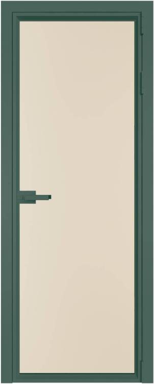 Межкомнатная дверь Profil Doors 1 AV цвет профиля Зеленый воск, стекло безопасное 6 мм монохром жемчуг 600x2000
