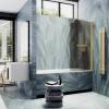 Шторка на ванну MaybahGlass MGV-766-3 40x140, поворотная, стекло бронза 6 мм, профиль золото, с полотенцедержателем фото 2