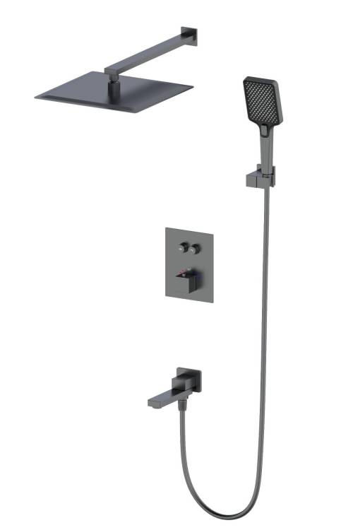 Душевой комплект Wonzon & Woghand WW-88929003-BGM с термостатом, темный графит