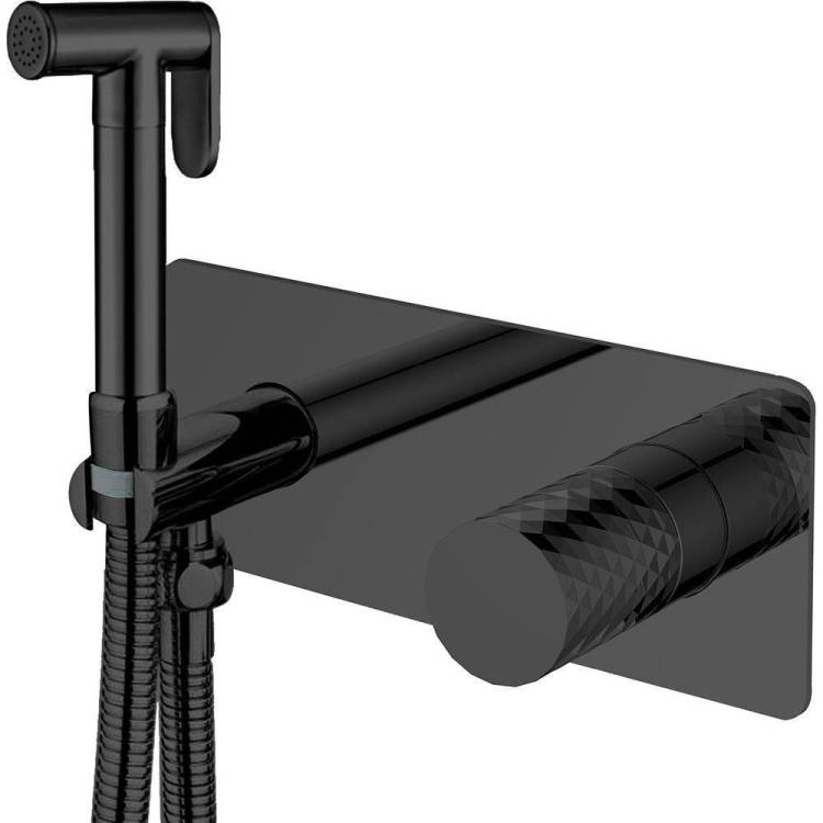 Гигиенический душ Boheme Stick 127-BB Diamond Matt Black, со смесителем, с внутренней частью
