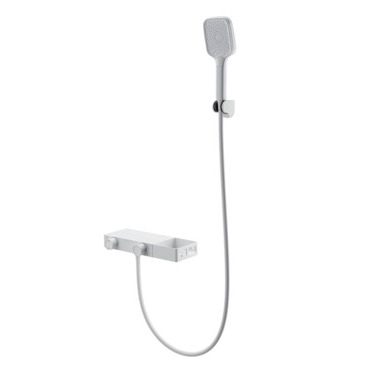 Смеситель для ванны Wonzon & Woghand WW-B2551-MW термостатический, с душевым гарнитуром, белый матовый