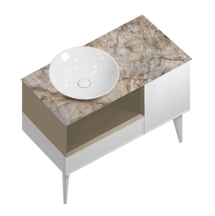 Тумба для комплекта Kerama Marazzi Cono 97 белый мат+лимо, с ящиками