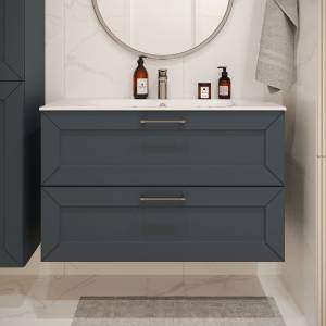 Тумба с раковиной Terminus Victoria VIC101002703101O серый шёлк, 100x62