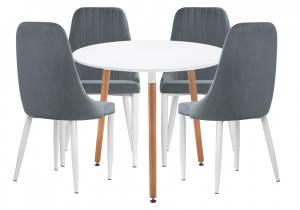 Обеденная группа Woodville Уин 80 579107 white, gray, стулья велюр