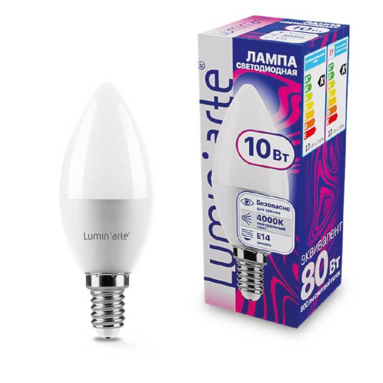 Светодиодная лампа Wolta Lumin Arte LSTD-C37-10W4KE14