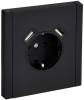 Розетка 1-местная с заземлением, шторками и USB Type A+A IEK Forte&Piano FP-R14-16-U21-D31-M-K02 черный