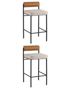 Набор из 2 барных стульев Stool Group Балла FDC9939 sDC6095-4+b270-28 X2 бежевый, коричневая экокожа