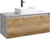Тумба с раковиной Aqwella 5 stars Mobi 120 бетон светлый, дуб балтийский