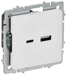 Розетка USB type A+C IEK Brite BR-U22-018-K91 арктический белый